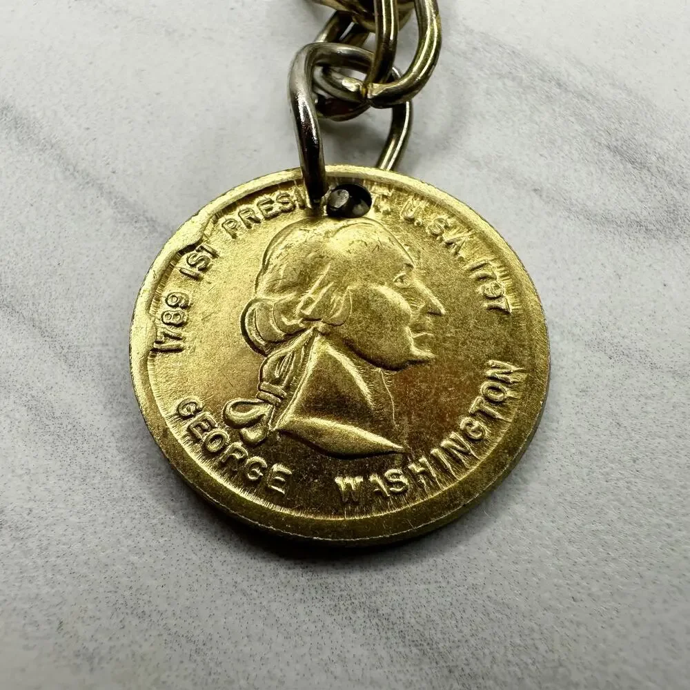 Womens Gold Tone Chain Belt George Washington Coin Charm Small/Medium ✨